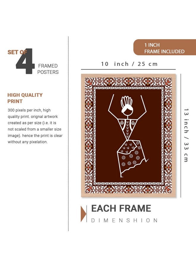 kotart Warli art Digital Paintings with Frame for Home Decoration - Painting for Living Room Bedroom Office Room Decor - Painting for Wall Decoration - Pack of 6 (H) - Image 2