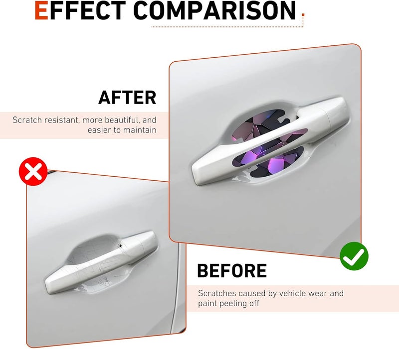 MOXRUQ 8 PCS Car Door Handle Scratch Protectors, Scratch-Proof Door Cup Protectors, Automotive Door Handle Paint Protective Film, Universal for Most Cars (Style 3) - Image 3