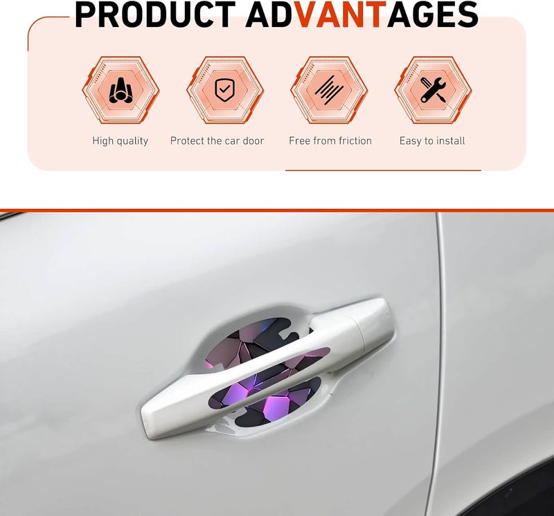 MOXRUQ 8 PCS Car Door Handle Scratch Protectors, Scratch-Proof Door Cup Protectors, Automotive Door Handle Paint Protective Film, Universal for Most Cars (Style 3) - Image 5