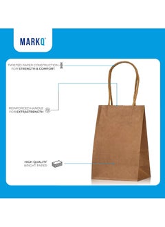 MARKQ 24 Bags Brown Paper bags with handles 15 x 11 x 6 cm Small Kraft Gift bags for Birthday Party Favors, Weddings, Merchandise, Goodies, Baby Shower  - Image 4
