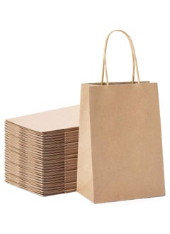 MARKQ 24 Bags Brown Paper bags with handles 15 x 11 x 6 cm Small Kraft Gift bags for Birthday Party Favors, Weddings, Merchandise, Goodies, Baby Shower  - Image 1