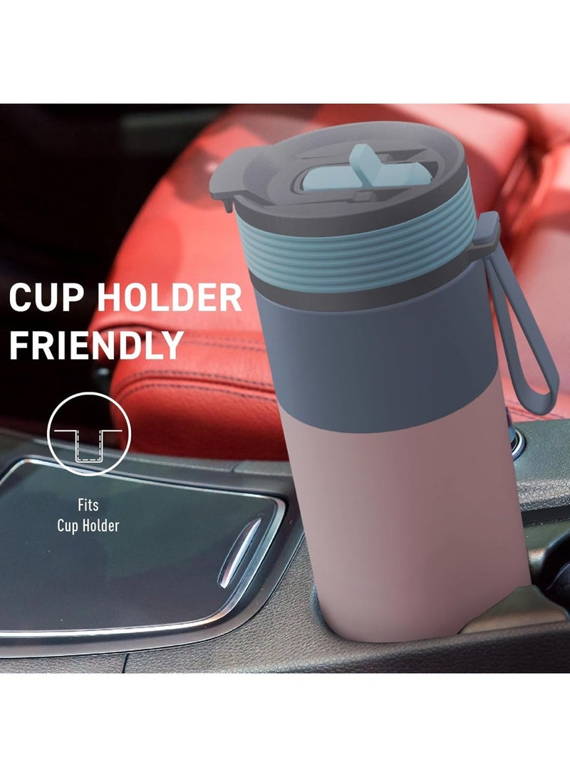 Asobu Ceramic Lined 2-in-1 Tumbler 20oz/600ml Pastel Pink Vacuum Insulated Travel Mug with Dual Function Lid, Leak Proof Straw Bottle, Stainless Steel Coffee Cup, BPA Free Flask - Image 4