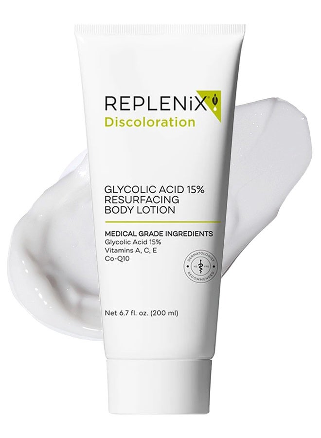 Replenix Discoloration Glycolic Acid 15% Resurfacing Body Lotion 200ml, Medical Grade Ingredients Acid Exfoliating Cream, Antioxidant Treatment Smooths Skin Texture, Suitable For Sensitive Skin - Image 1