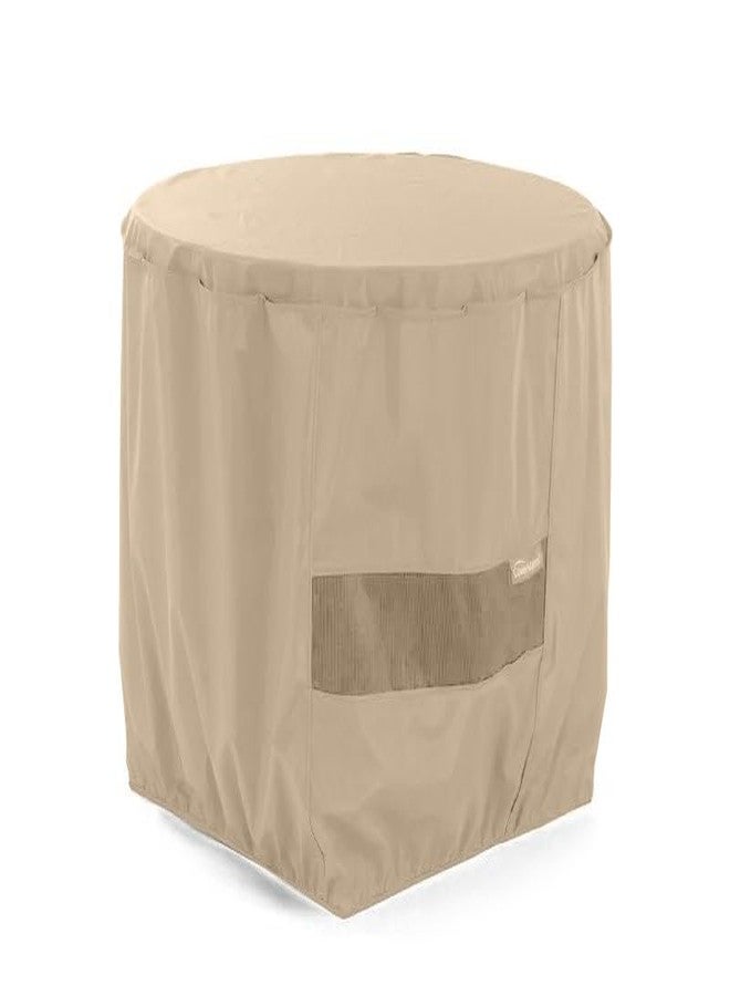 Covermates Classic Round Outdoor Fire Pit Cover - All-Weather, Water-Resistant Heavy-Duty Viny with Mesh Vent, Elastic Hem for Patio Furniture Protection, Round 30DIAMETER x 25H, Classic Tan - Image 1