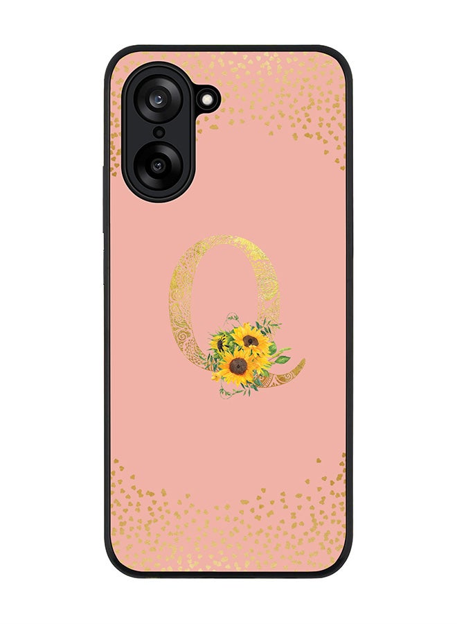 Stylizedd For OnePlus Nord CE5 / Ace 5 Racing Case,Slim fit Camera Protection, Shockproof Thin Phone cover  - Custom Floral Monogram - Q  (Rose Pink )