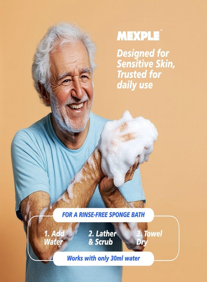 MEXPLE Xcrubb Rinse-Free Bathing Wipes | 30 Disposable No-Rinse Body Wash Wipes for Elderly, Bedridden Patients & Travel | Simply Dampen, Lather & Dry | Full Body Cleansing Without Water or Shampoo - Image 4