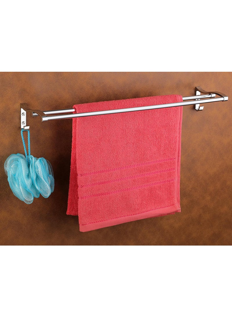 iSTAR iSTAR New Look Towel Rod Double Rod Silver Towel Holder 24 inch Longer 2 Bar Towel Rod Stand(Stainless Steel) (Pack of 1)  - Image 1
