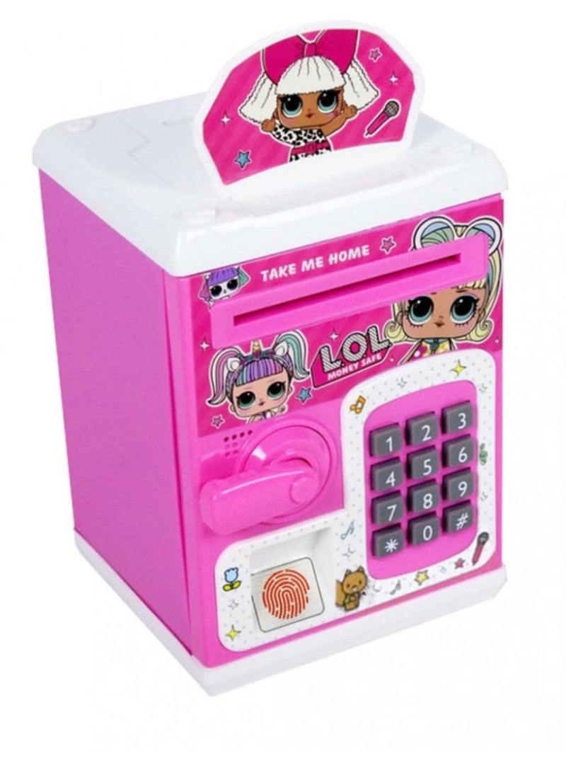 Carol Kids Electronic Money Bank Toy Auto Scroll Paper Money ATM with Personal Password and Fingerprint Unlocking Coin Bank - Image 2