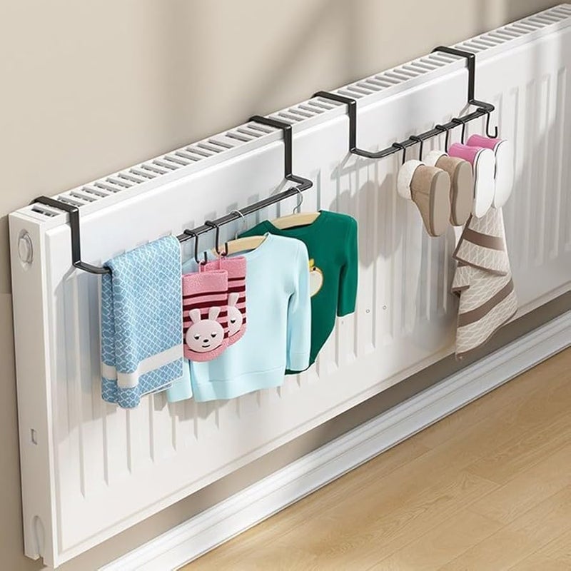 Black Towel Rail Radiator Heating Rack No Drill Install Multifunctional Storage Drying Efficient Warming for Bathroom Laundry Room - Image 5