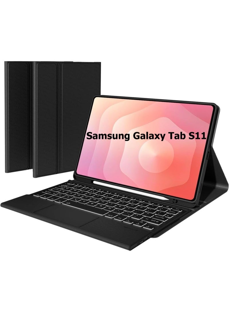 Keyboard Case for Samsung Galaxy Tab S11 11 Inch 2025, Backlit Magnetically Detachable Bluetooth Keyboard with Touchpad and Pen Holder Slot - Image 1