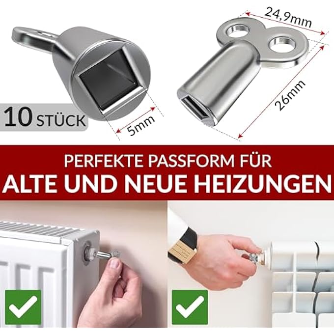 10 X HEATER BLEED KEYS  UNIVERSAL FOR ALL RADIATORS  5 MM ROBUST AND STABLE BLEEDER - Image 3