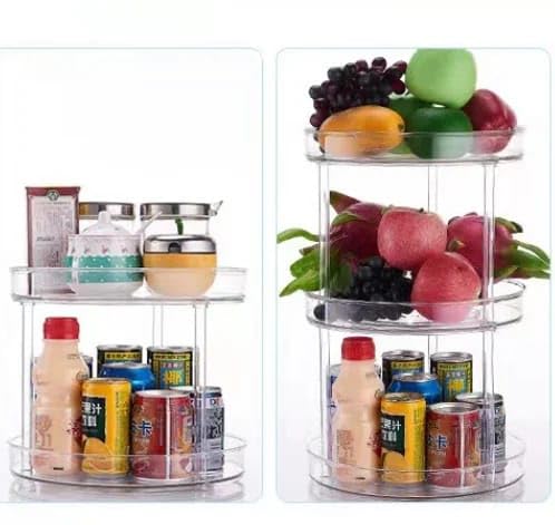 OTISTORES OTISTORES 3 Tier Round Storage Spice Rack Turntable Countertop Trays Organizer for Snacks Fruit Kitchen Cabinet Dressing Table Display Shelf Rotating Organization Storage Container Pack Of 1 - Image 4