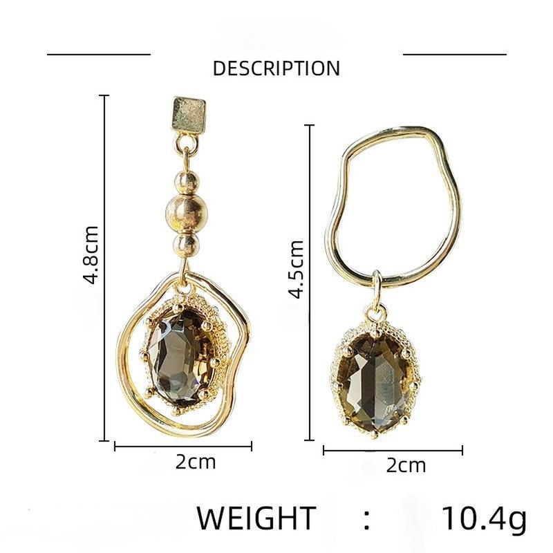French vintage vintage asymmetrical earrings Fashion Jewelry Gift for Women - Image 2