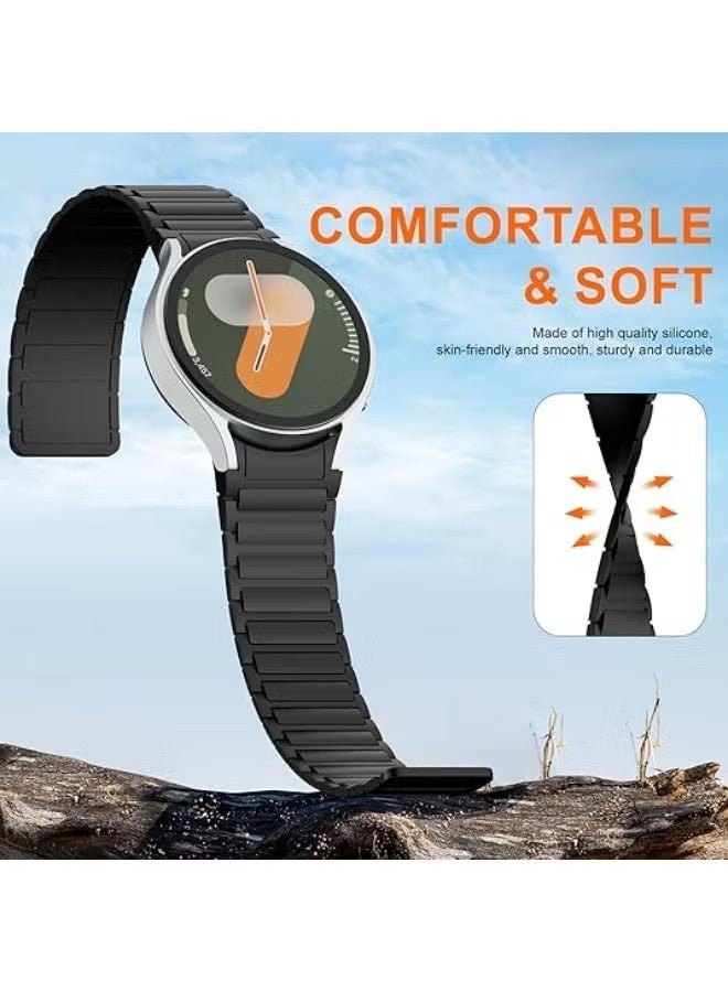 Magnetic Silicone Band Compatible with Samsung Galaxy Watch 7 Band 6 5 4 Active 2 FE 40mm 44mm/5 Pro 45mm/6 4 Classic/Watch 3 47mm 46mm 43mm 42mm, No Gap 20mm Sport Strap for Watch Bands Men Women - Image 3
