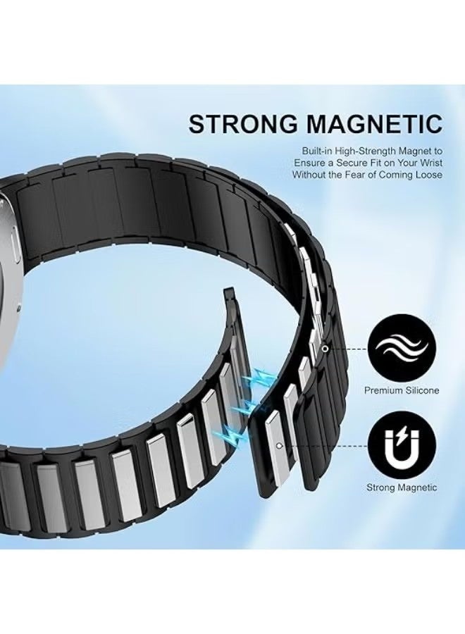 Magnetic Silicone Band Compatible with Samsung Galaxy Watch 7 Band 6 5 4 Active 2 FE 40mm 44mm/5 Pro 45mm/6 4 Classic/Watch 3 47mm 46mm 43mm 42mm, No Gap 20mm Sport Strap for Watch Bands Men Women - Image 4