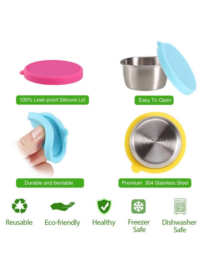 Ecurfu Salad Containers For Lunch To Go, 6x1.6 Oz Stainless Steel Condiment Containers With Lids, Leakproof Sauce Cups for Dipping, Salad Dressing, Meal Prep - Image 3
