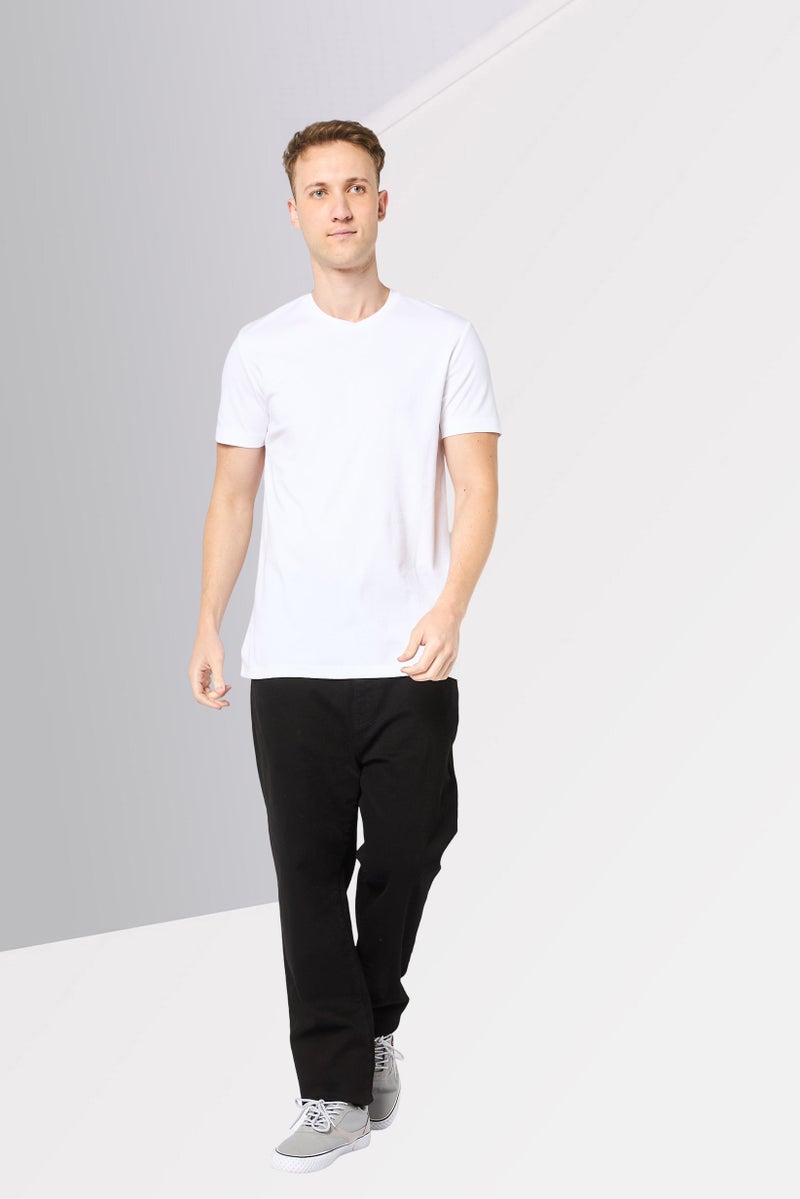 DKNY Men Crew Neck Short Sleeve Plain T-Shirt, White - Image 2