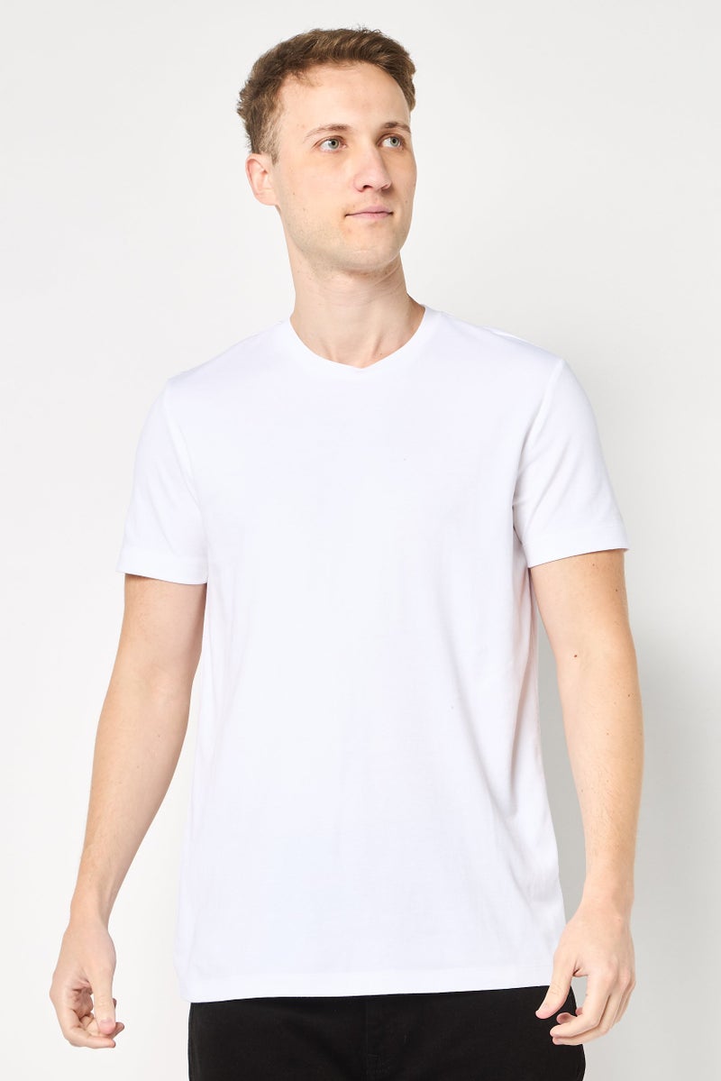 DKNY Men Crew Neck Short Sleeve Plain T-Shirt, White - Image 1