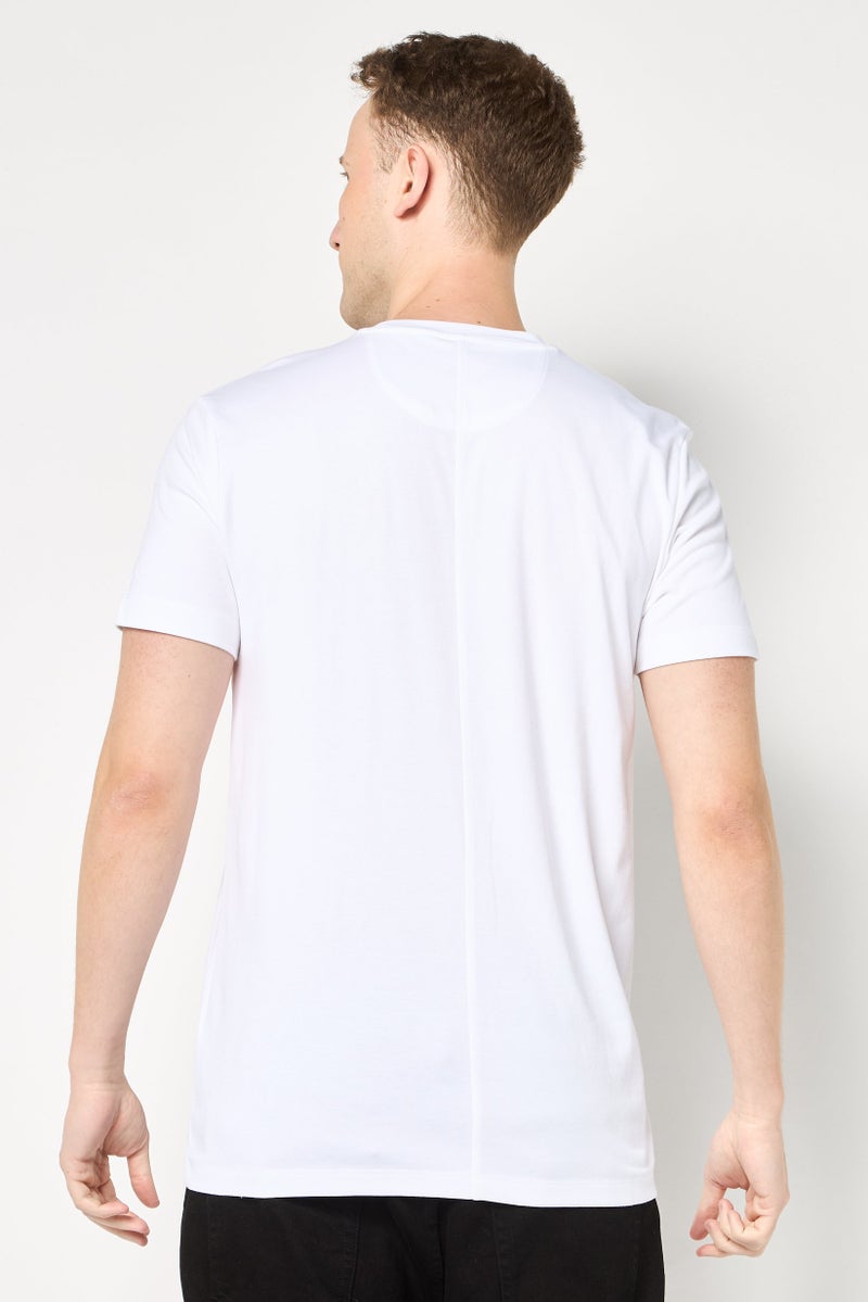 DKNY Men Crew Neck Short Sleeve Plain T-Shirt, White - Image 4