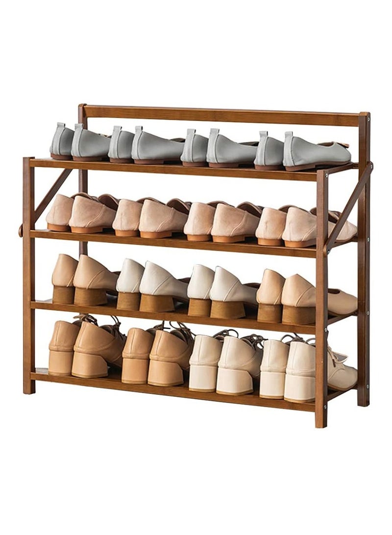 LINGWEI Foldable Bamboo Shoes Rack Flower Stand Brown 70x60x23.8cm - Image 1