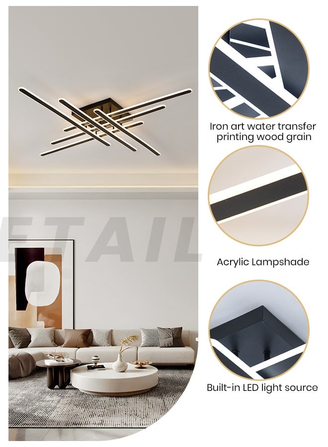 YATAI LIGHTING YATAI Modern LED Semi-Flush Ceiling Light, 120W Dimmable with Remote, Adjustable 3000K–6000K Color, Sleek Black Design for Living Room, Bedroom, Library, 20–25㎡ Area,130cm - Image 4