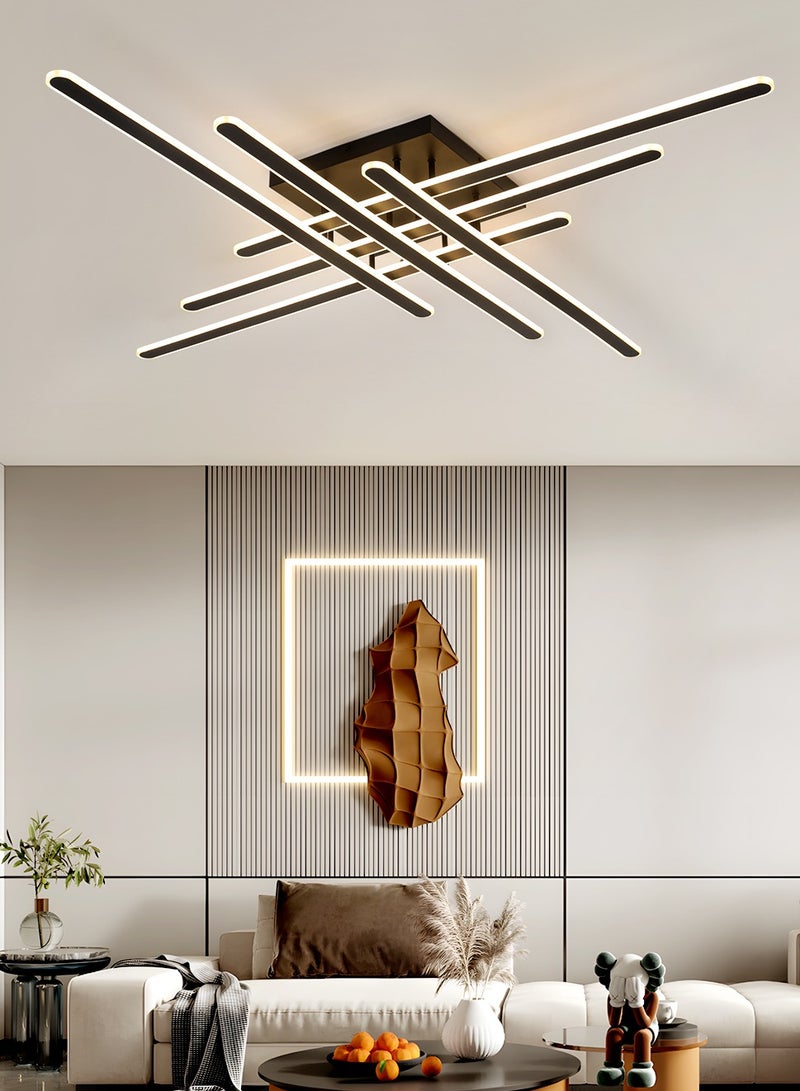 YATAI LIGHTING YATAI Modern LED Semi-Flush Ceiling Light, 120W Dimmable with Remote, Adjustable 3000K–6000K Color, Sleek Black Design for Living Room, Bedroom, Library, 20–25㎡ Area,130cm - Image 5