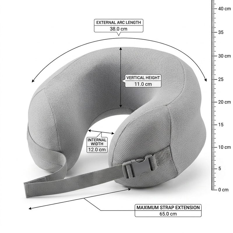 Travel Pillow, Memory Foam Neck Pillow for Head Support, Soft Pillow for Sleeping and Rest for Airplane, Car, Home (Grey) - Image 2