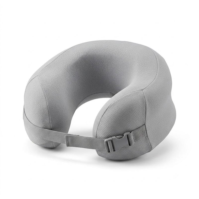 Travel Pillow, Memory Foam Neck Pillow for Head Support, Soft Pillow for Sleeping and Rest for Airplane, Car, Home (Grey) - Image 1