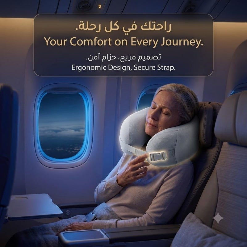 Travel Pillow, Memory Foam Neck Pillow for Head Support, Soft Pillow for Sleeping and Rest for Airplane, Car, Home (Grey) - Image 5