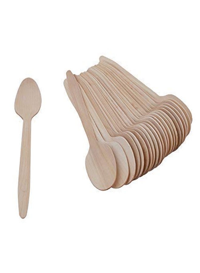 Ssanvi Birchwood Disposable Wooden Spoon Biodegradable -14 cm, Pack of 50 - Image 1