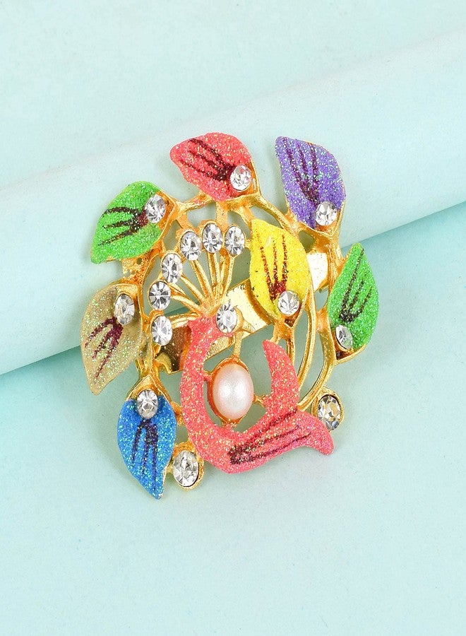 Memoir Brass Goldplated Peacock design Zari Finish Sareepin Dupatta pin Brooch Men Women (SPDM3616) - Image 4