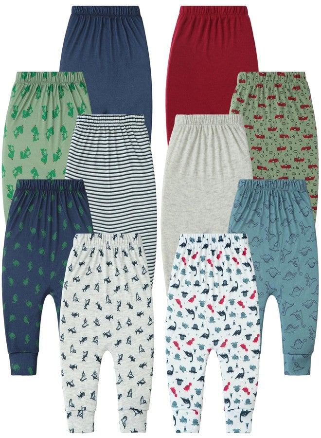 Hakochia Soft and Comfy 100% Cotton Baby Pants for Baby Boys and Girls with Ample Diaper Room 0-12 Months (US, Age, 3 Months, Blue) - Image 1