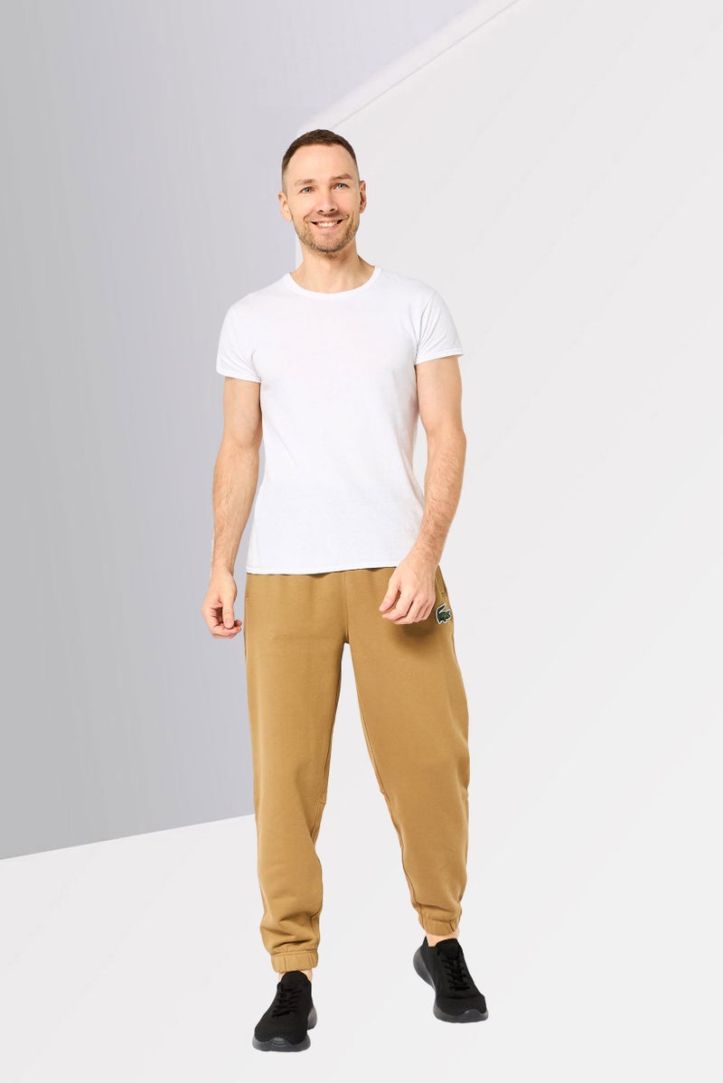 LACOSTE Men Relaxed Fit Embroidered Logo Sweatpants, Tan - Image 2