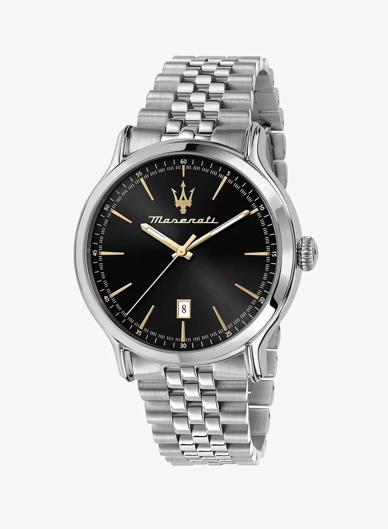 Epoca Men's Analog Watch - Black Dial, 42mm Metal Case, Silver Stainless Steel Bracelet, Quartz, 100M Water Resistant - R8853118024
