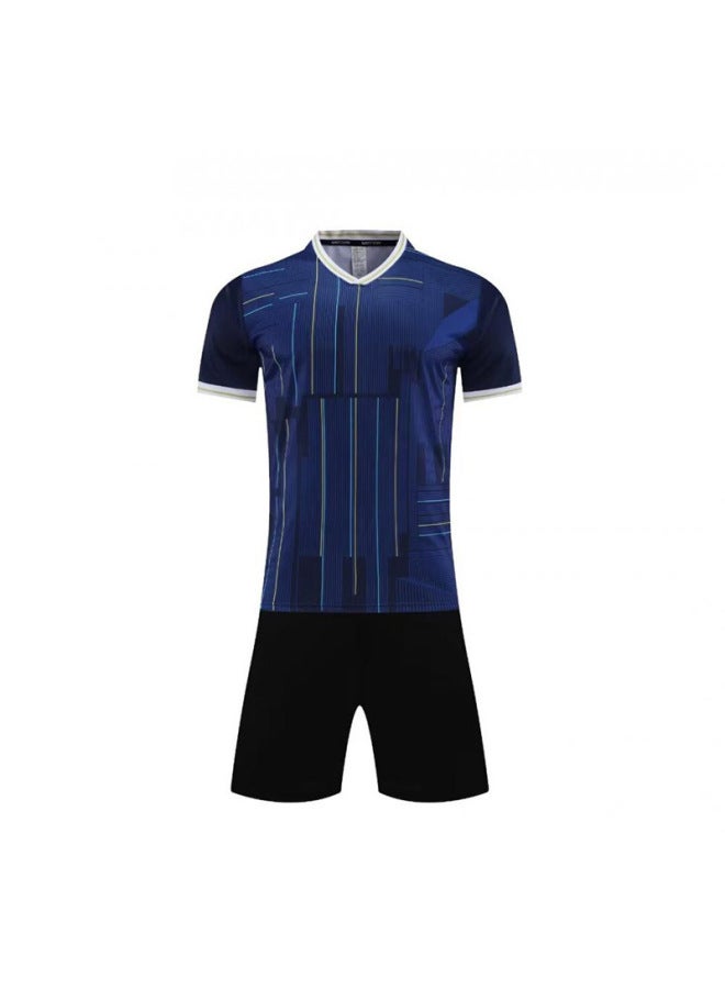 Quick-Dry Competition Training Team Uniform Printed Jerseys Children's Football Uniforms Sports Suits Adult Short-Sleeved Colorful Blue