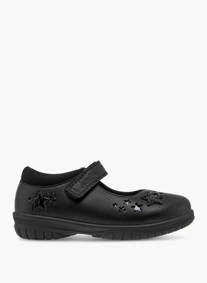 Barbie Girls Star Detail Mary Jane School Shoes with Hook and Loop Closure