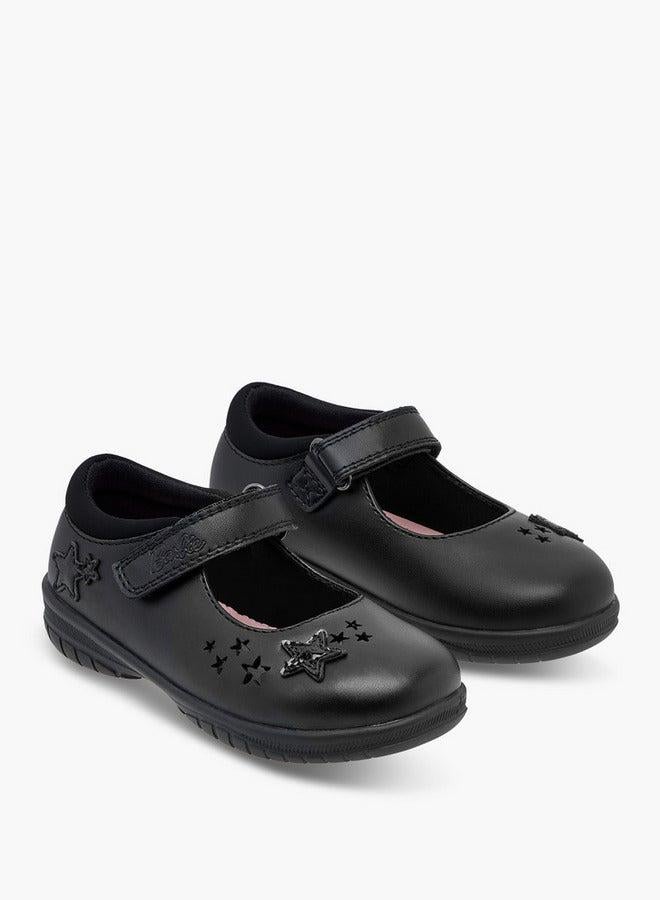 Barbie Girls Star Detail Mary Jane School Shoes with Hook and Loop Closure - Image 3