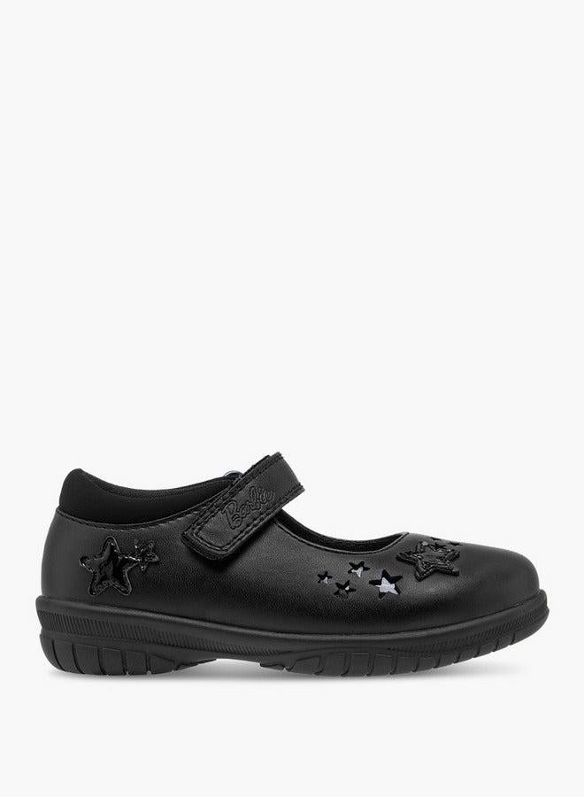Barbie Girls Star Detail Mary Jane School Shoes with Hook and Loop Closure - Image 2