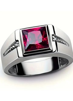 Goolsky Encrusted Multicolor Cubic Zirconia Ring, Hipster Men's Red/Green Ring  - Image 1