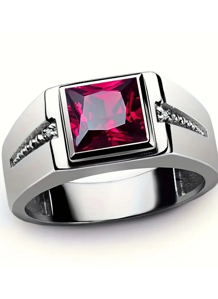 Goolsky Encrusted Multicolor Cubic Zirconia Ring, Hipster Men's Red/Green Ring  - Image 1