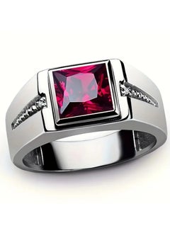 Goolsky Encrusted Multicolor Cubic Zirconia Ring, Hipster Men's Red/Green Ring  - Image 5