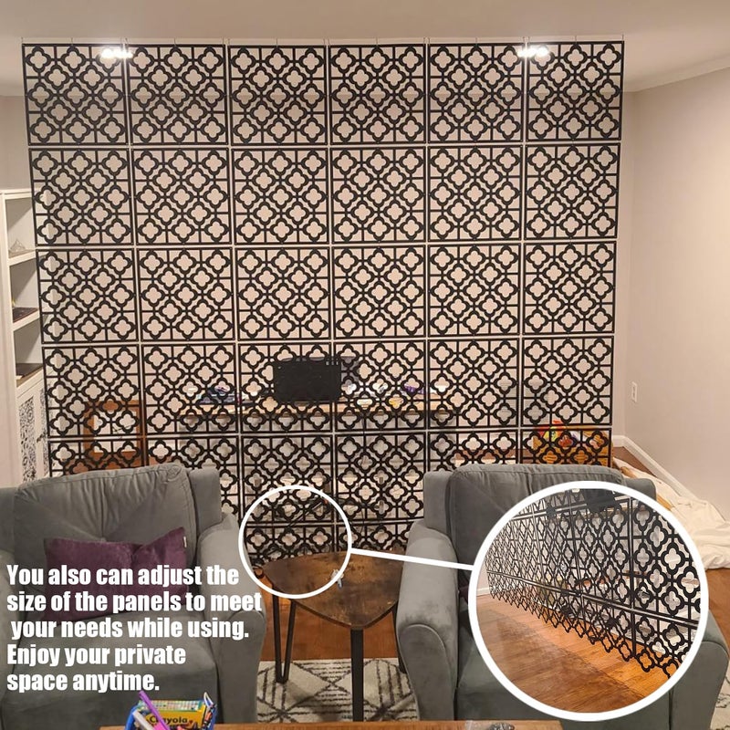 Stepstall 12 Pcs PVC Hanging Room Divider,Thick Decorative Flower Design Room Divider Partitions Panel Screen for Decorating Bedroom Dining Kitchen Office Studio Restaurant Hotel Decor - Image 5