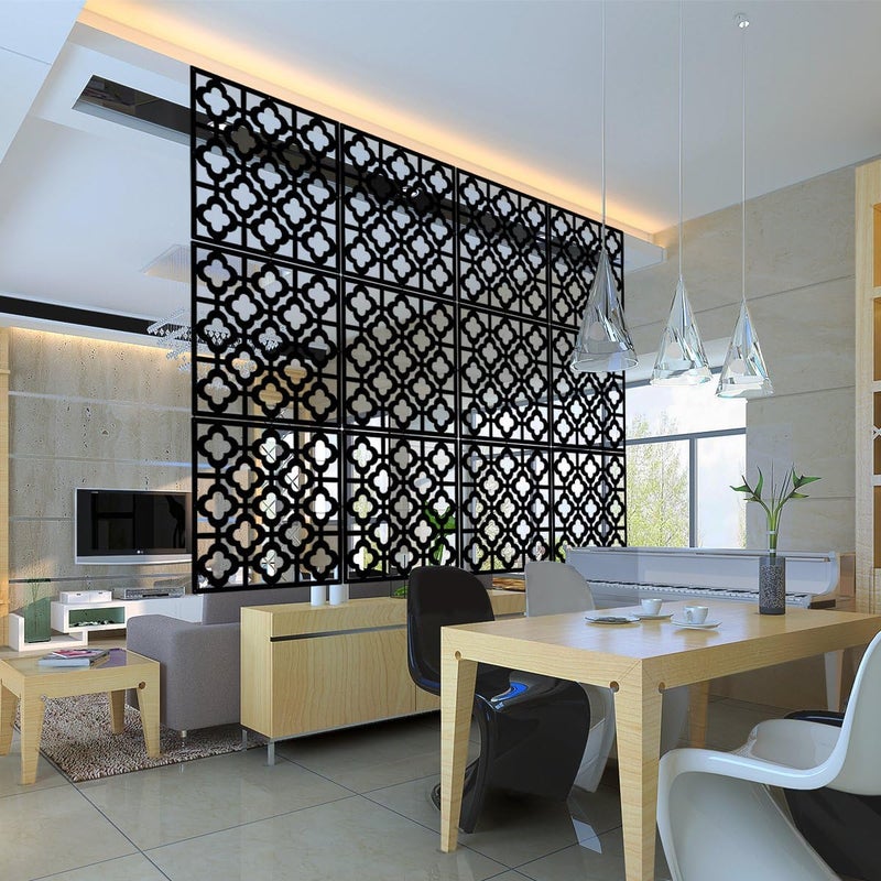 Stepstall 12 Pcs PVC Hanging Room Divider,Thick Decorative Flower Design Room Divider Partitions Panel Screen for Decorating Bedroom Dining Kitchen Office Studio Restaurant Hotel Decor - Image 3