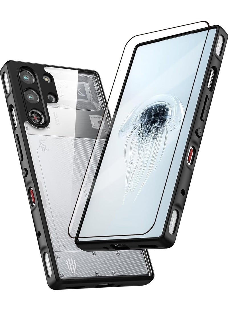 For ZTE Nubia Red Magic 10 Pro / 10 Pro+ / 10S Pro / 10S Pro+ and Screen Protector TPU Bumper + PC Hard Back Cover, Shockproof Protection Mobile Phone Case, Anti-Yellowing Slim Fit Protective Casing  - Image 1