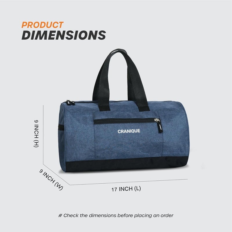 Cranique 23L Duffle Gym Bag with Shoe Compartment Shoulder Strap | Gym Bag for Men & Women | Sports Bag | Kit Bag (QGB2-Blue_1) - Image 5