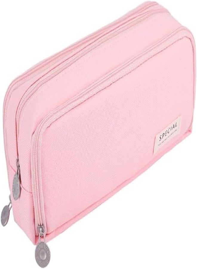 EASTHILL Large Pencil Case Big Capacity Pencil Bag Large Storage Pouch 3 Compartments Pen Case for Teen Boys Girls School Students(Special-Pink) - Image 1