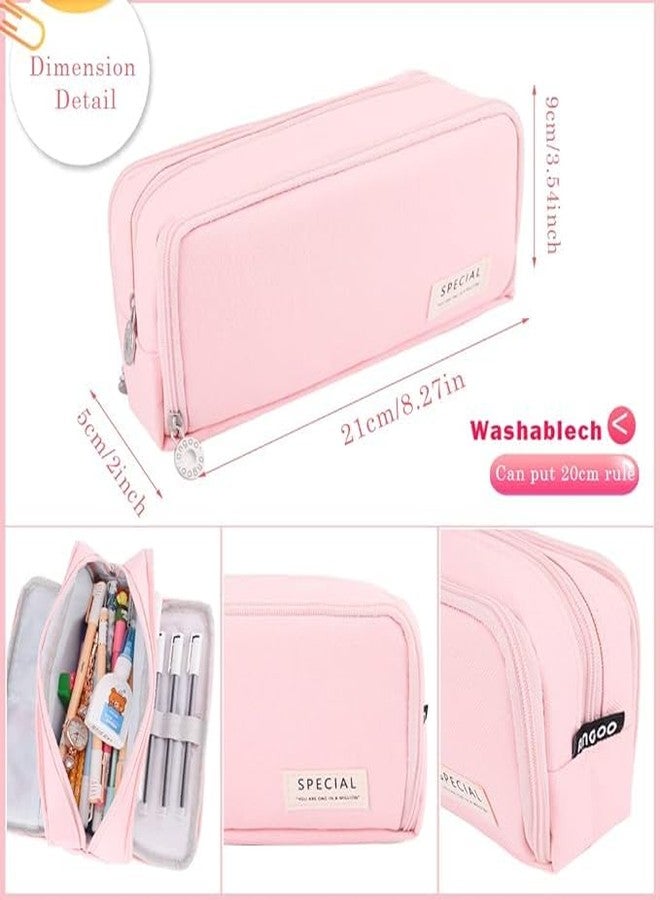 EASTHILL Large Pencil Case Big Capacity Pencil Bag Large Storage Pouch 3 Compartments Pen Case for Teen Boys Girls School Students(Special-Pink) - Image 5