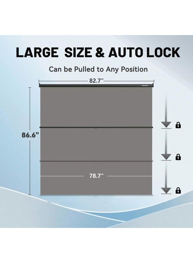 RAUBAY Retractable Pull Down Grey Screen Backdrop - 200 x 220 cm Collapsible Wall-Mount Background for Professional Video Production, Photography, TikTok and Video Conferencing - Image 2