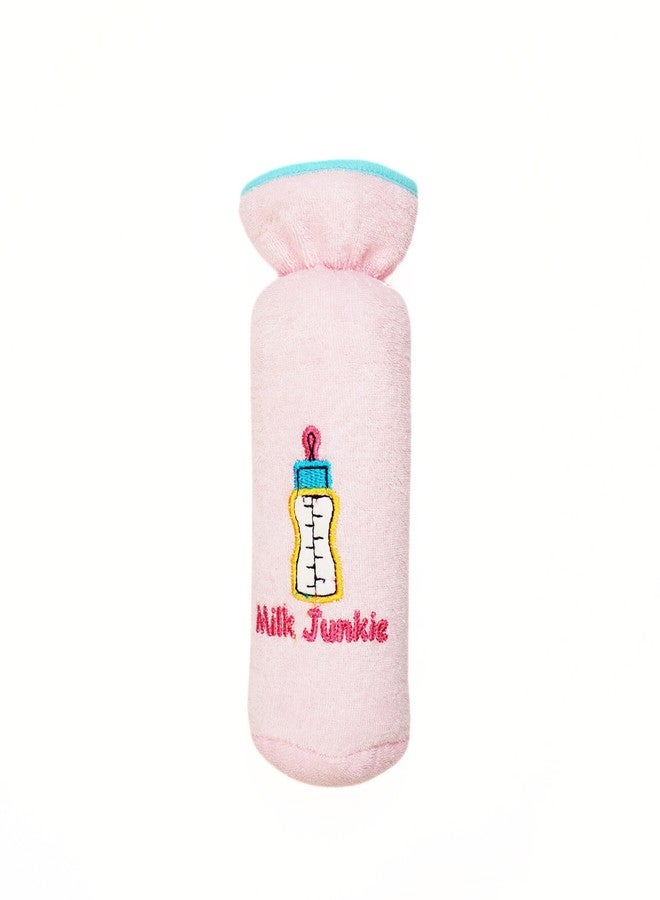 aRIC Moms Pet Soft Plush Stretchable Baby Feeding Bottle Cover for Baby | Baby Bottle Cover | Bottle cover for 6-12 Months | Bottle Tote Bag | Cute Design Bottle Cover with Easy to Hold Strap (Pink) - Image 1