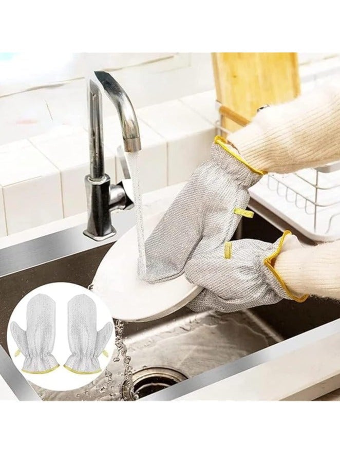 ماركة غير محددة Multi-purpose silver dishwashing gloves, 2 pieces  - Image 2